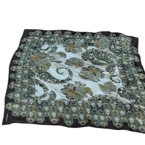 Adrienne landau 100 % silk brown green floral paisley scarf